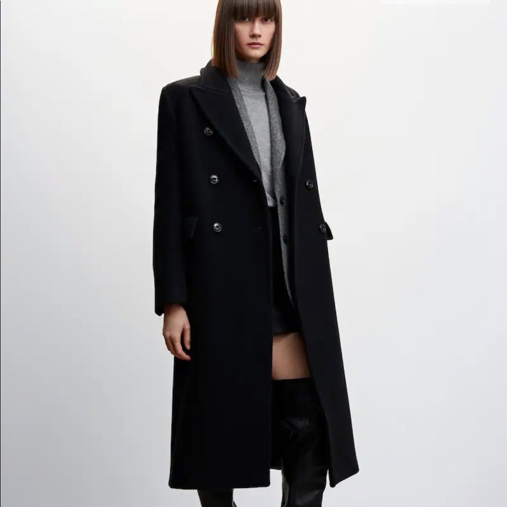 Brand new! Camille Charriere Double-breasted black wool coat Mango brand.
